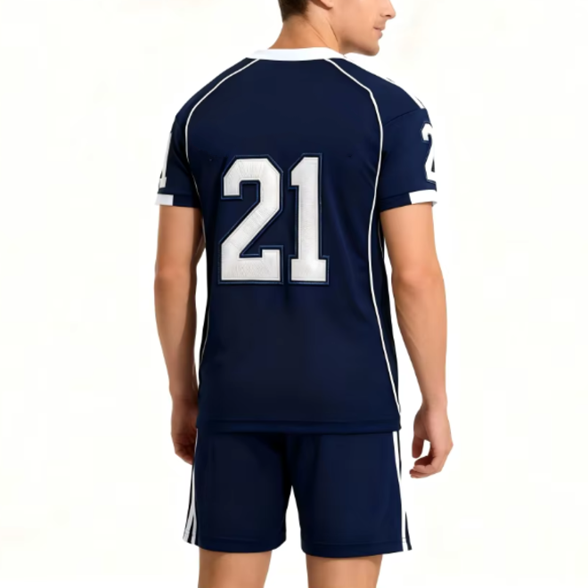 Mens Summer Breathable Quick Dry Embroidery Football Jerseys Set