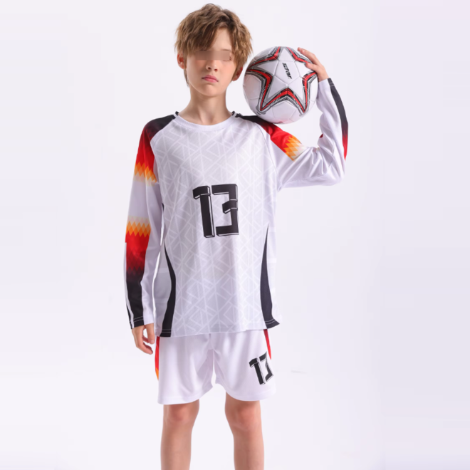 Kids Breathable Polyester Football Jersey Set
