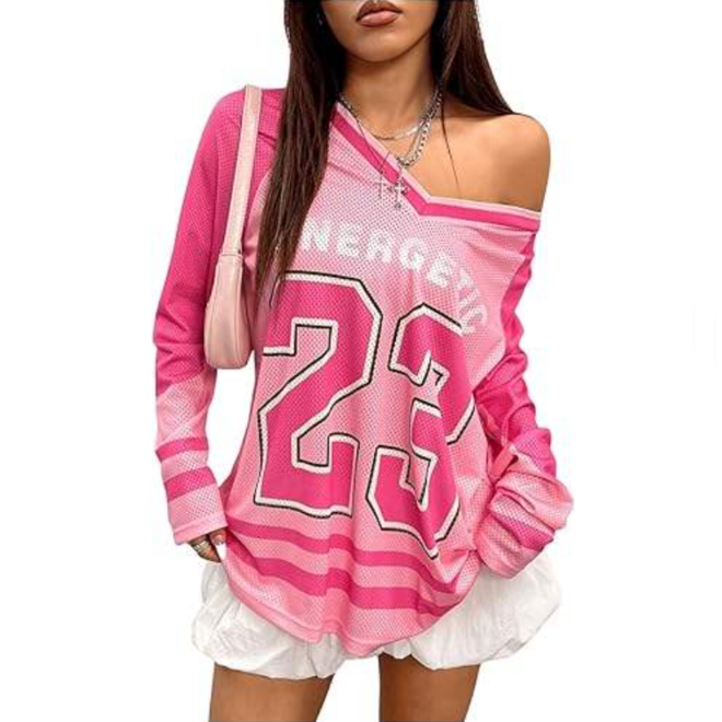 Oversized Pink Mesh Energetic Breathable Rugby Jersey