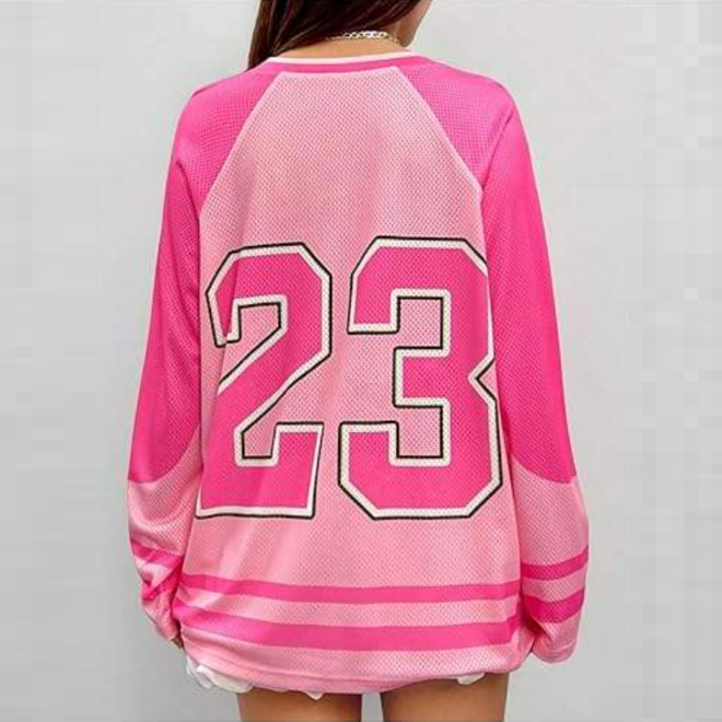 Oversized Pink Mesh Energetic Breathable Rugby Jersey