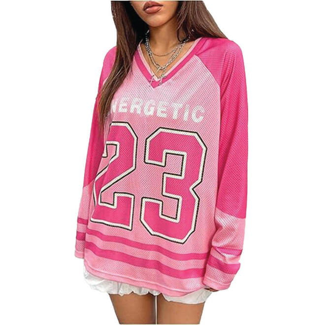 Oversized Pink Mesh Energetic Breathable Rugby Jersey