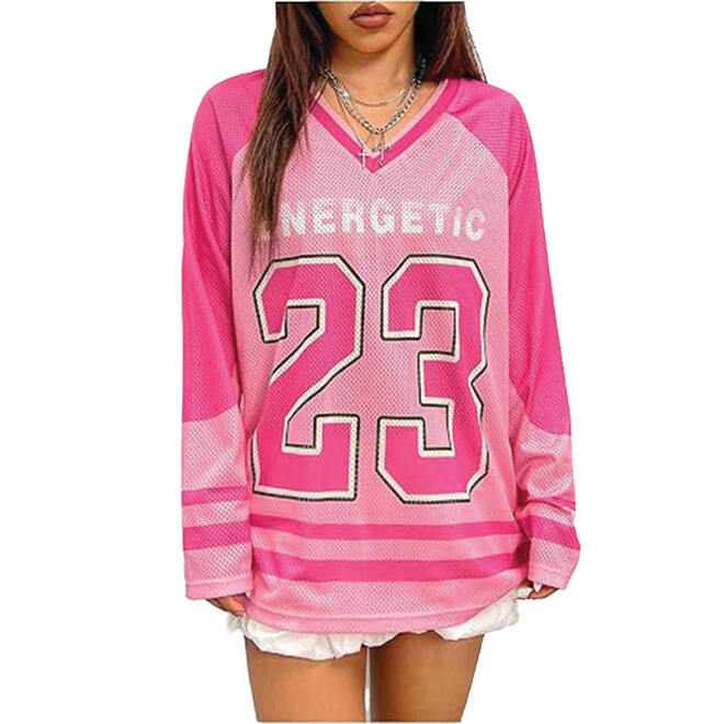 Oversized Pink Mesh Energetic Breathable Rugby Jersey