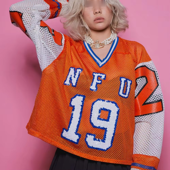 Full Sleeves Mesh Streetwear Oversized Rugby Jersey